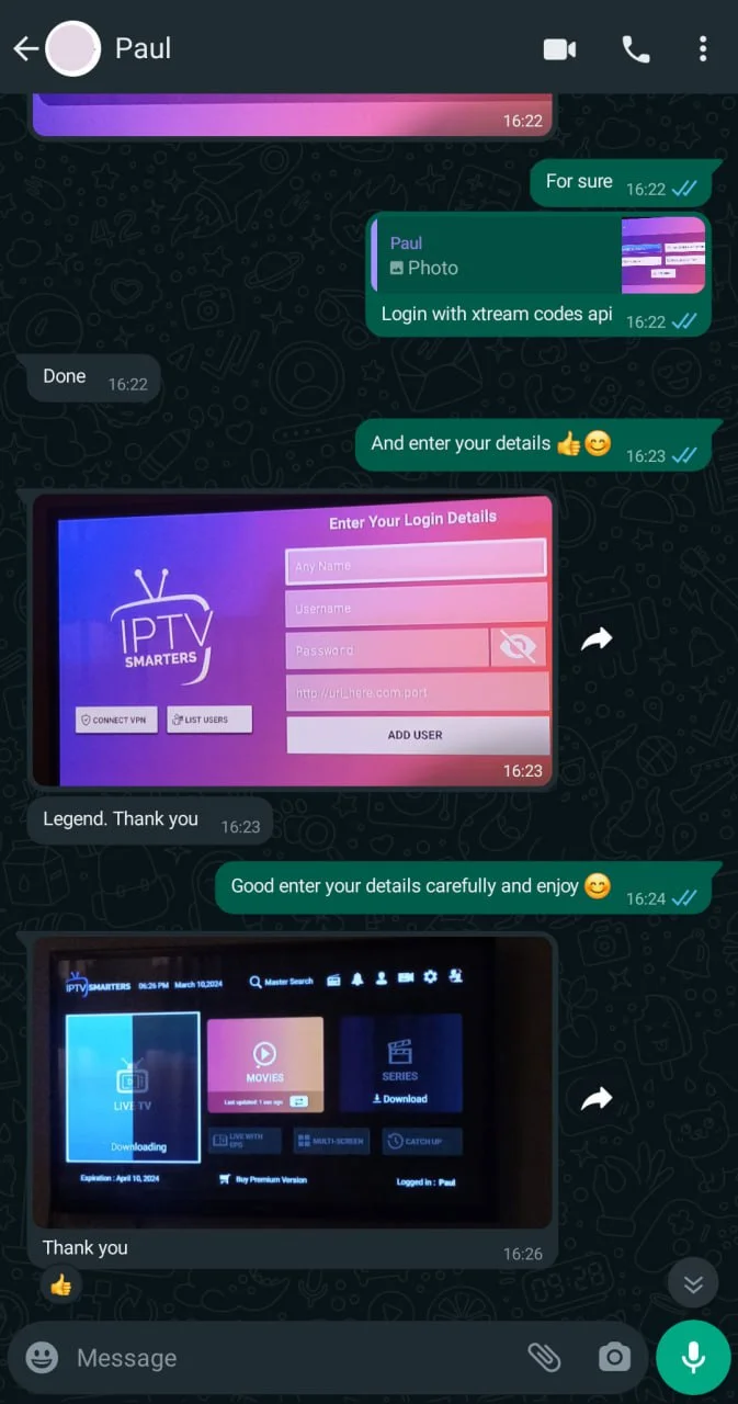 Message from an IPTV Pro customer