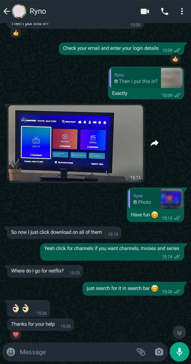Message from an IPTV Pro customer