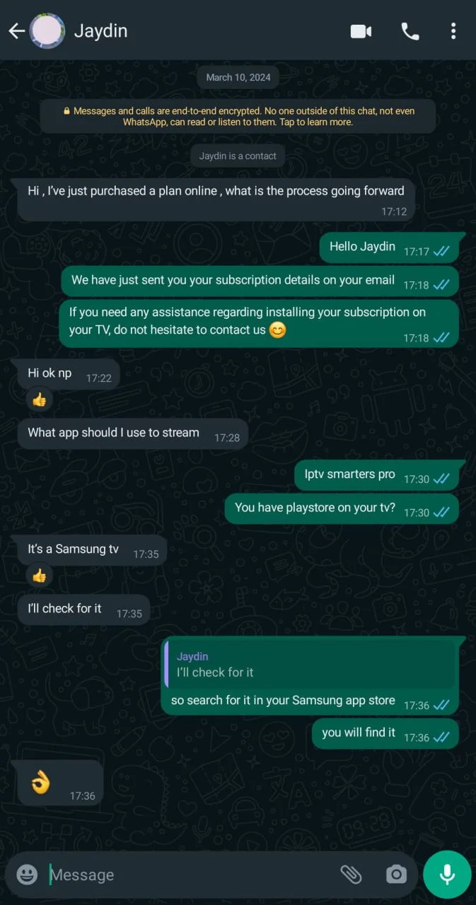 Message from an IPTV Pro customer